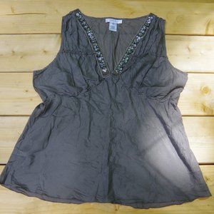 XL Cotton/Silk White House Black Market Velvet & Sequin Y2K style Tank Top